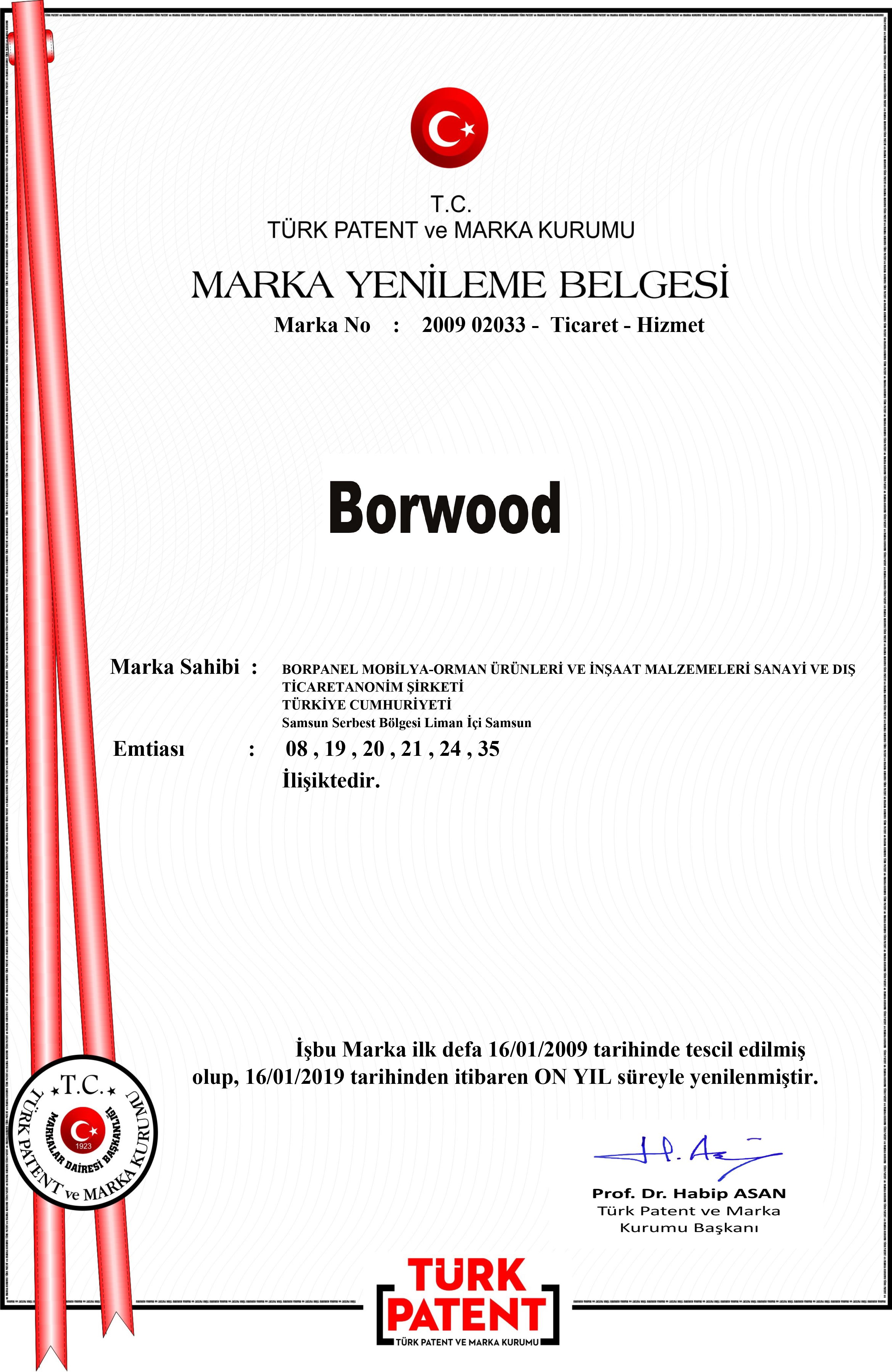 BORWOOD MARKA TESCİL